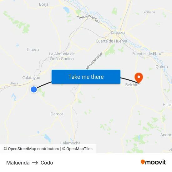 Maluenda to Codo map