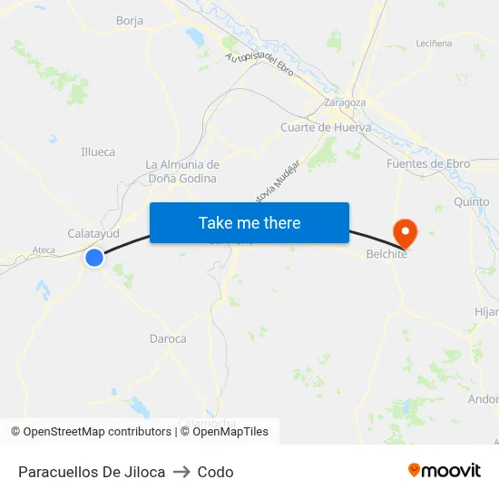 Paracuellos De Jiloca to Codo map
