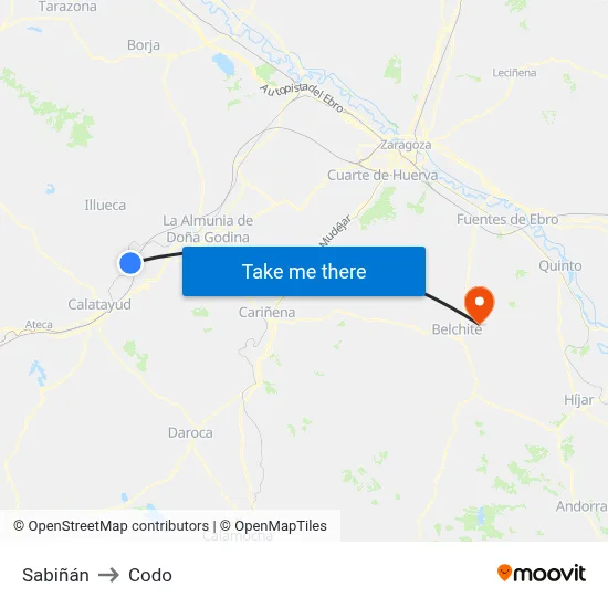 Sabiñán to Codo map