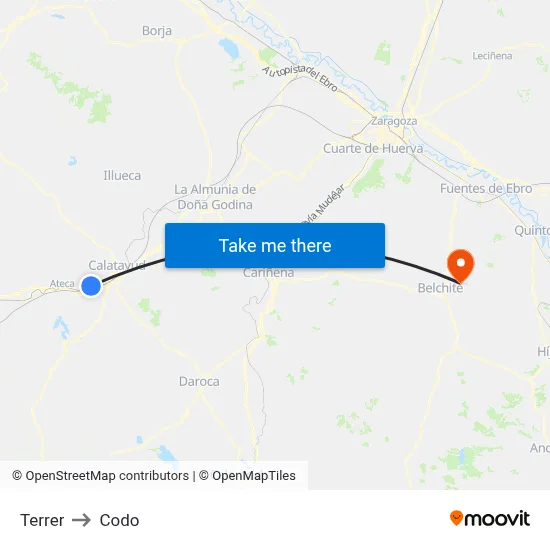 Terrer to Codo map
