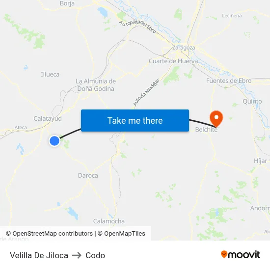 Velilla De Jiloca to Codo map