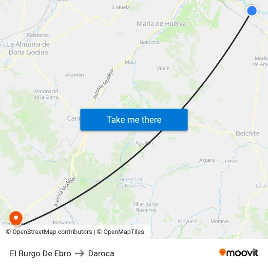 El Burgo De Ebro to Daroca map