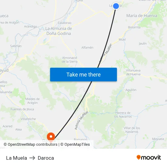 La Muela to Daroca map