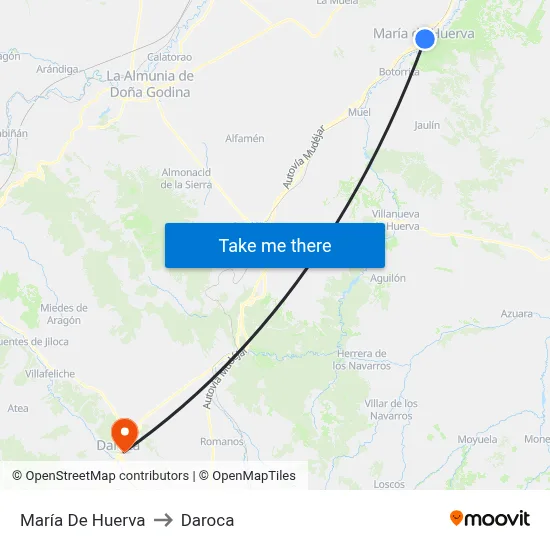 María De Huerva to Daroca map