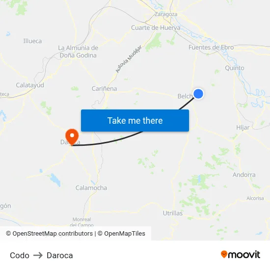 Codo to Daroca map
