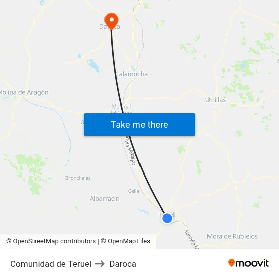 Comunidad de Teruel to Daroca map