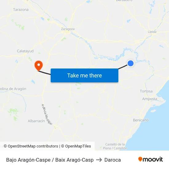 Bajo Aragón-Caspe / Baix Aragó-Casp to Daroca map