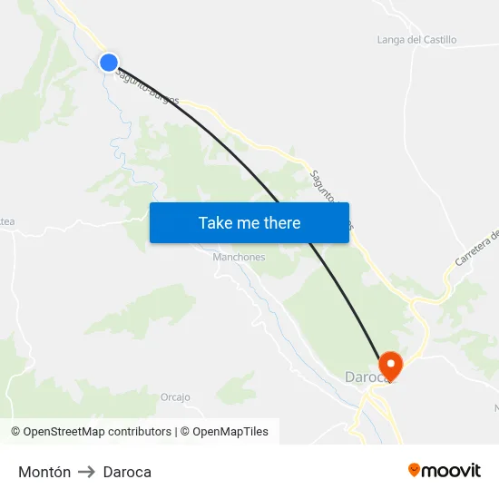 Montón to Daroca map