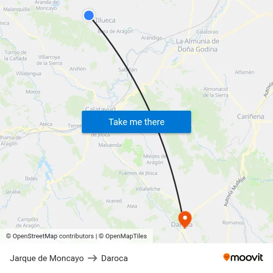 Jarque de Moncayo to Daroca map