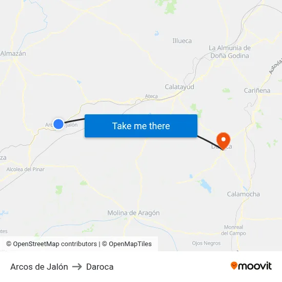 Arcos de Jalón to Daroca map