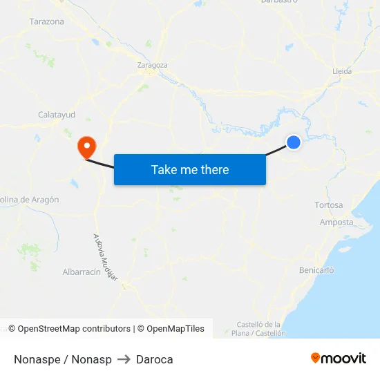 Nonaspe / Nonasp to Daroca map
