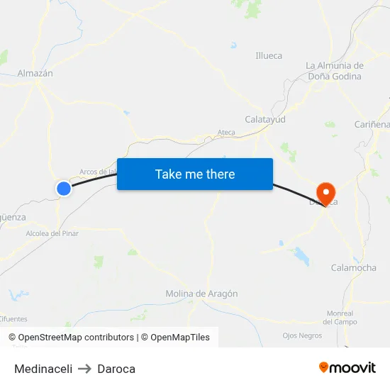 Medinaceli to Daroca map