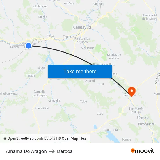 Alhama De Aragón to Daroca map