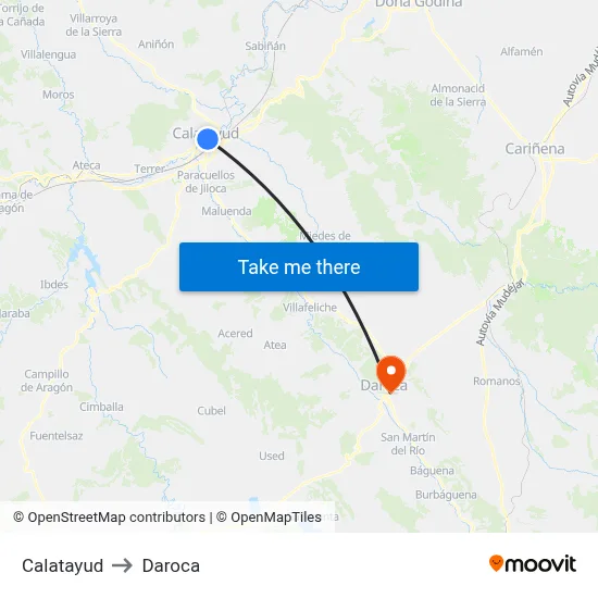 Calatayud to Daroca map