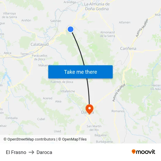 El Frasno to Daroca map