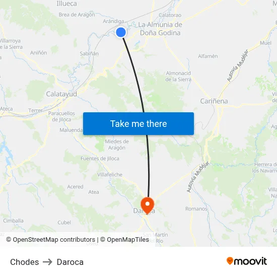 Chodes to Daroca map