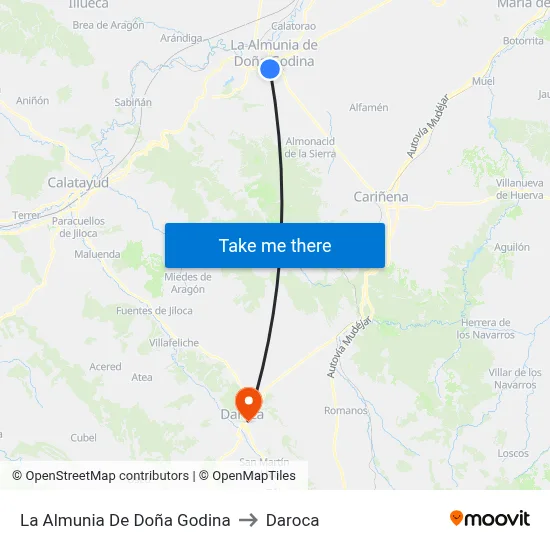 La Almunia De Doña Godina to Daroca map