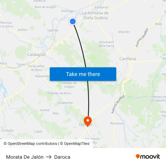 Morata De Jalón to Daroca map