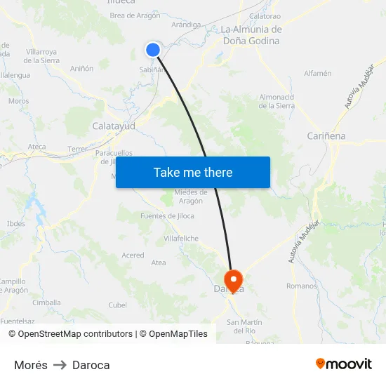 Morés to Daroca map