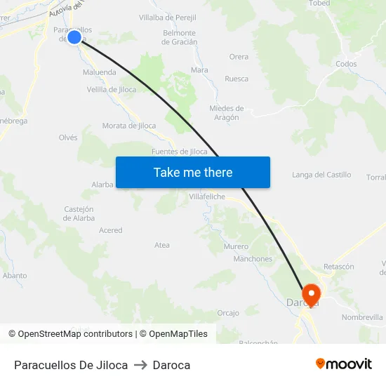 Paracuellos De Jiloca to Daroca map