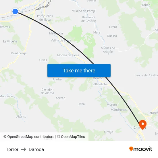 Terrer to Daroca map
