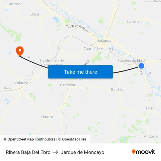 Ribera Baja Del Ebro to Jarque de Moncayo map