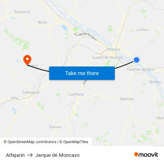 Alfajarín to Jarque de Moncayo map