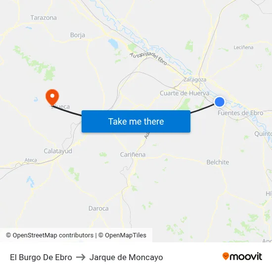 El Burgo De Ebro to Jarque de Moncayo map