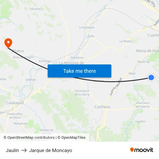 Jaulín to Jarque de Moncayo map