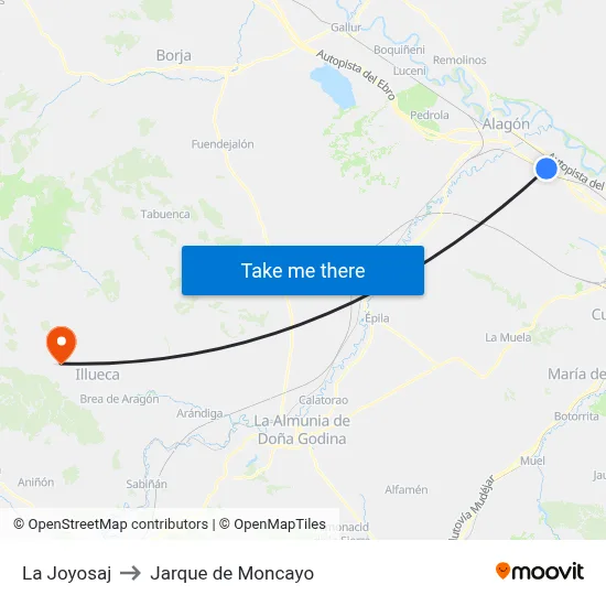 La Joyosaj to Jarque de Moncayo map
