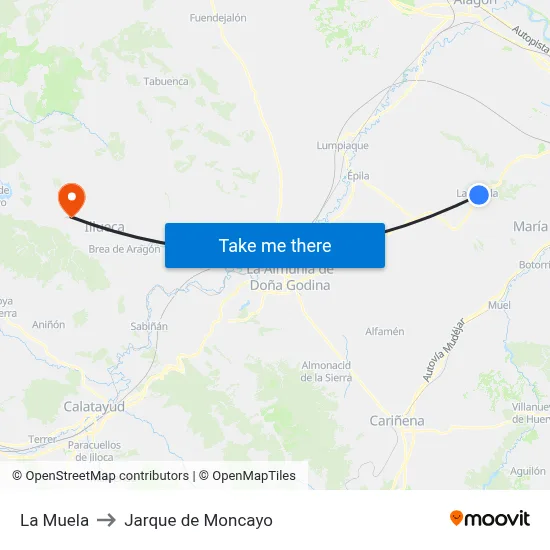 La Muela to Jarque de Moncayo map
