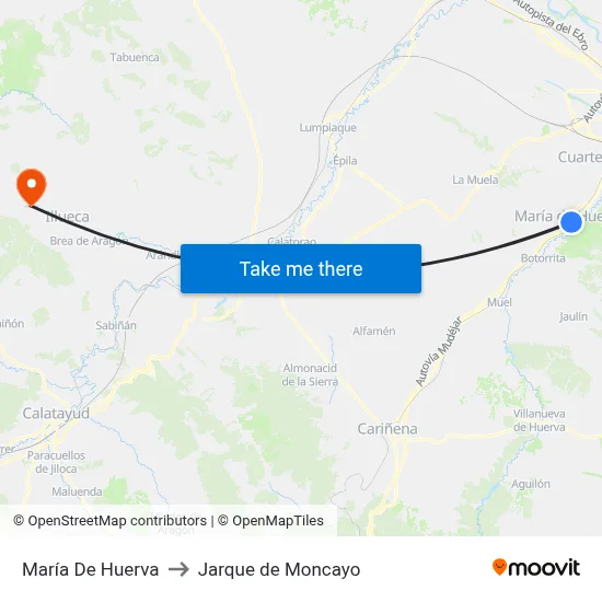 María De Huerva to Jarque de Moncayo map