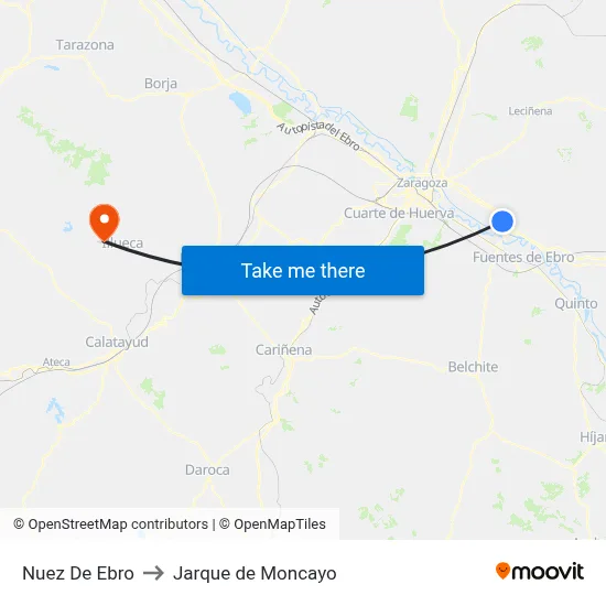 Nuez De Ebro to Jarque de Moncayo map