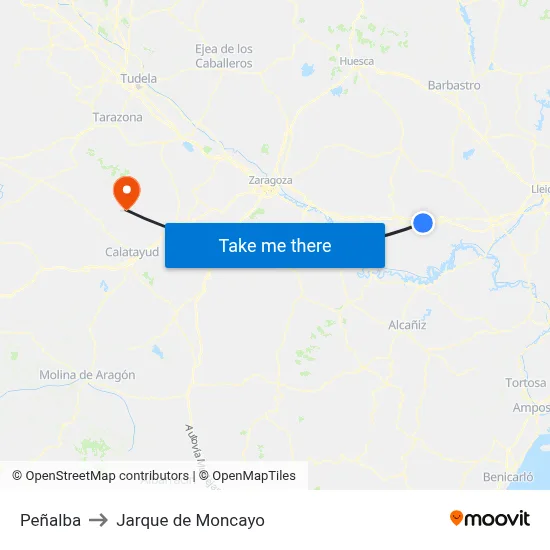 Peñalba to Jarque de Moncayo map