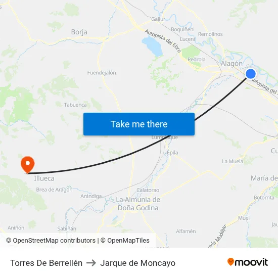 Torres De Berrellén to Jarque de Moncayo map