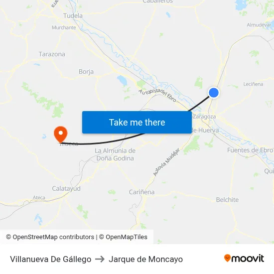 Villanueva De Gállego to Jarque de Moncayo map