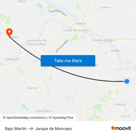 Bajo Martín to Jarque de Moncayo map