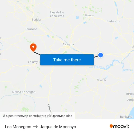 Los Monegros to Jarque de Moncayo map
