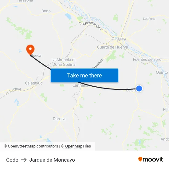Codo to Jarque de Moncayo map
