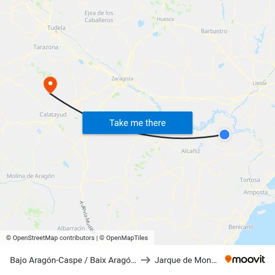 Bajo Aragón-Caspe / Baix Aragó-Casp to Jarque de Moncayo map