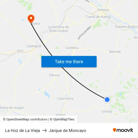 La Hoz de La Vieja to Jarque de Moncayo map