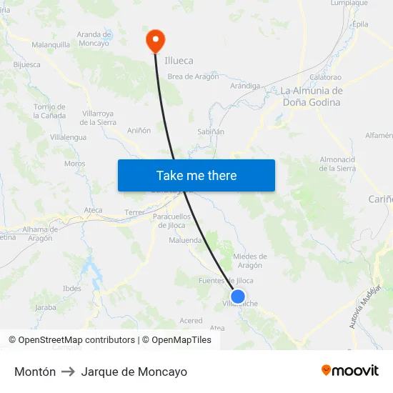 Montón to Jarque de Moncayo map