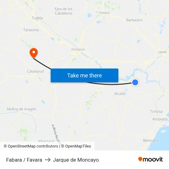 Fabara / Favara to Jarque de Moncayo map