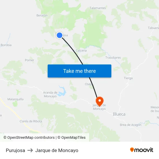 Purujosa to Jarque de Moncayo map