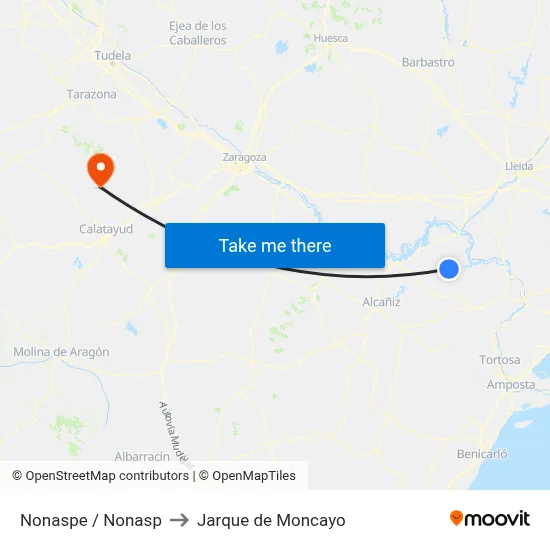 Nonaspe / Nonasp to Jarque de Moncayo map