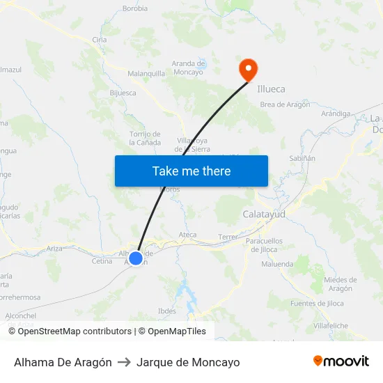 Alhama De Aragón to Jarque de Moncayo map