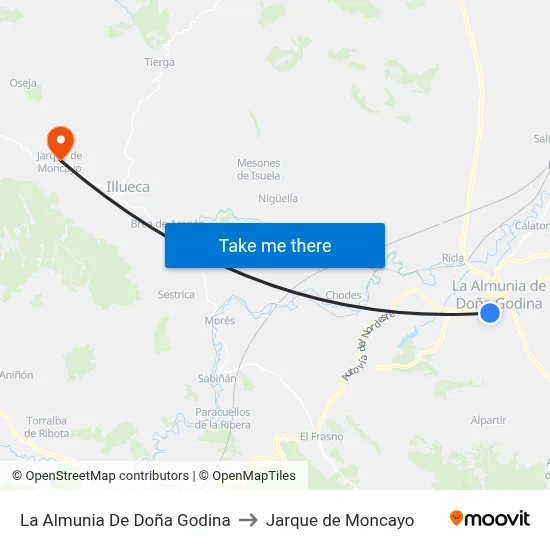 La Almunia De Doña Godina to Jarque de Moncayo map