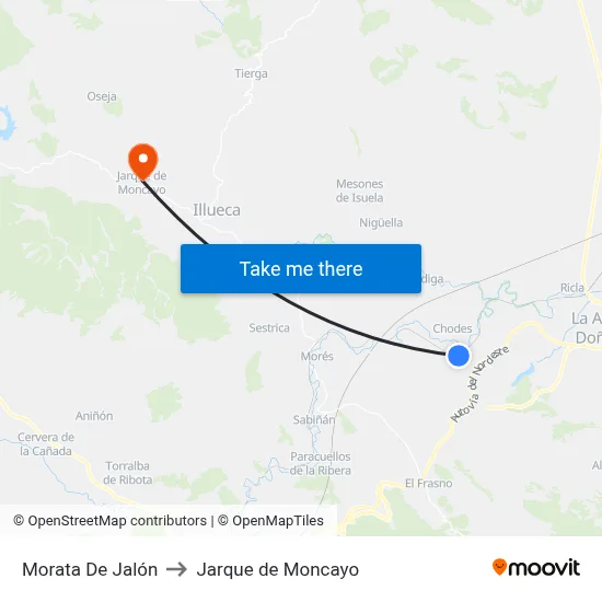 Morata De Jalón to Jarque de Moncayo map