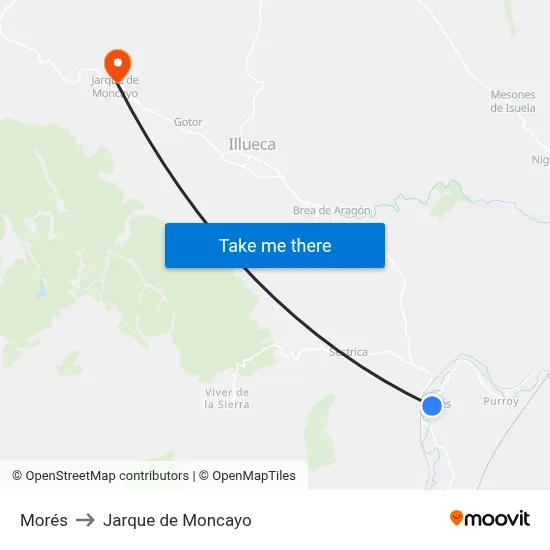 Morés to Jarque de Moncayo map