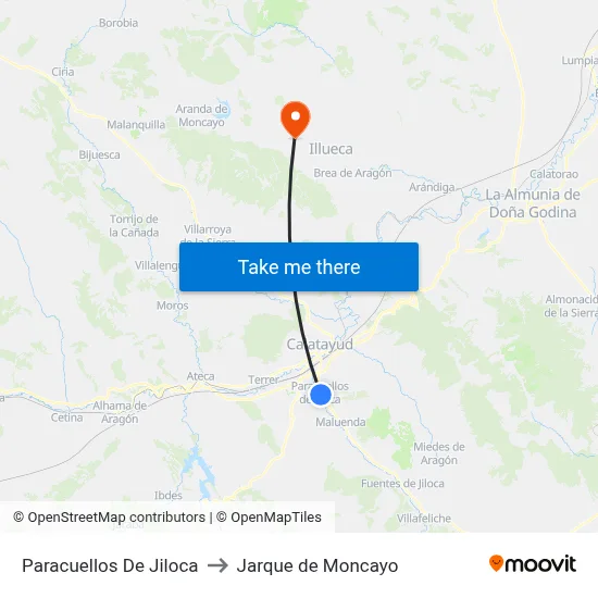 Paracuellos De Jiloca to Jarque de Moncayo map